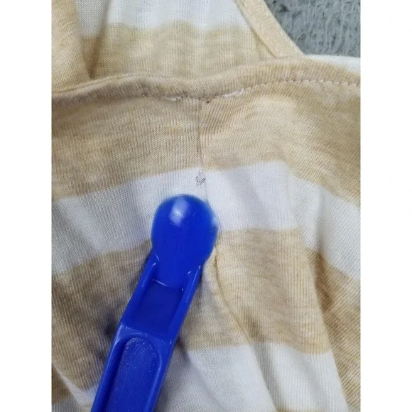 Lilly Pulitzer Dress Womens Large Tan White Striped Racerback‎ Smocked 26719 - Picture 13 of 14